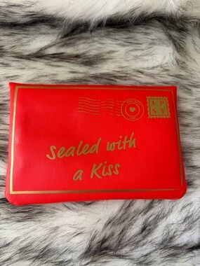 ipsy Red Cosmetic Pouch with Gold Script